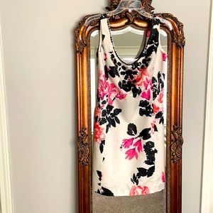 Lilly Pulitzer White Floral Slip Dress with Pink and Black Accents